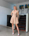 The Iconic Noefture V-Neck Mini Dress Beige