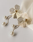 Flower Earrings with Pearls - Goud