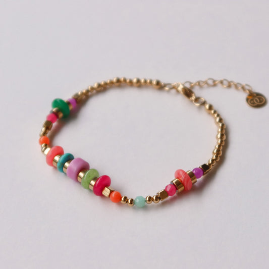 Colorful Stones Bracelet - Gold - Noefie