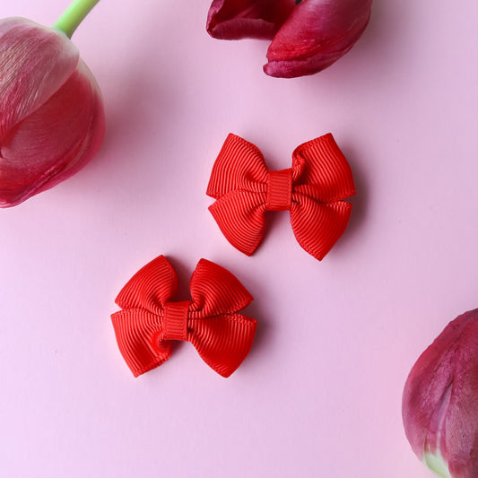 Bow Hair Clips Set Red - Noefie