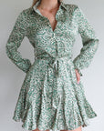 Belted Blouse Dress - Groen