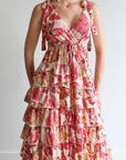 Ruffle Maxi Dress - Print in Roze