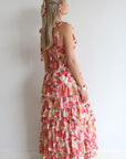 Ruffle Maxi Dress - Print in Roze