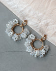 Beaded Hoop Earrings - Wit/Goud - Noefie