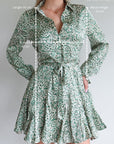 Belted Blouse Dress - Groen - Noefie