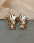 Double Flower Earrings - Goud - Noefie