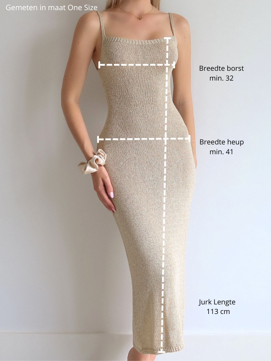 Knitted Maxi Dress - Beige/Goud - Noefie