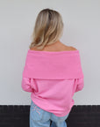 Knitted Off - Shoulder Sweater - Roze - Noefie