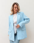 Pinstriped Oversized Blazer - Blauw - Noefie