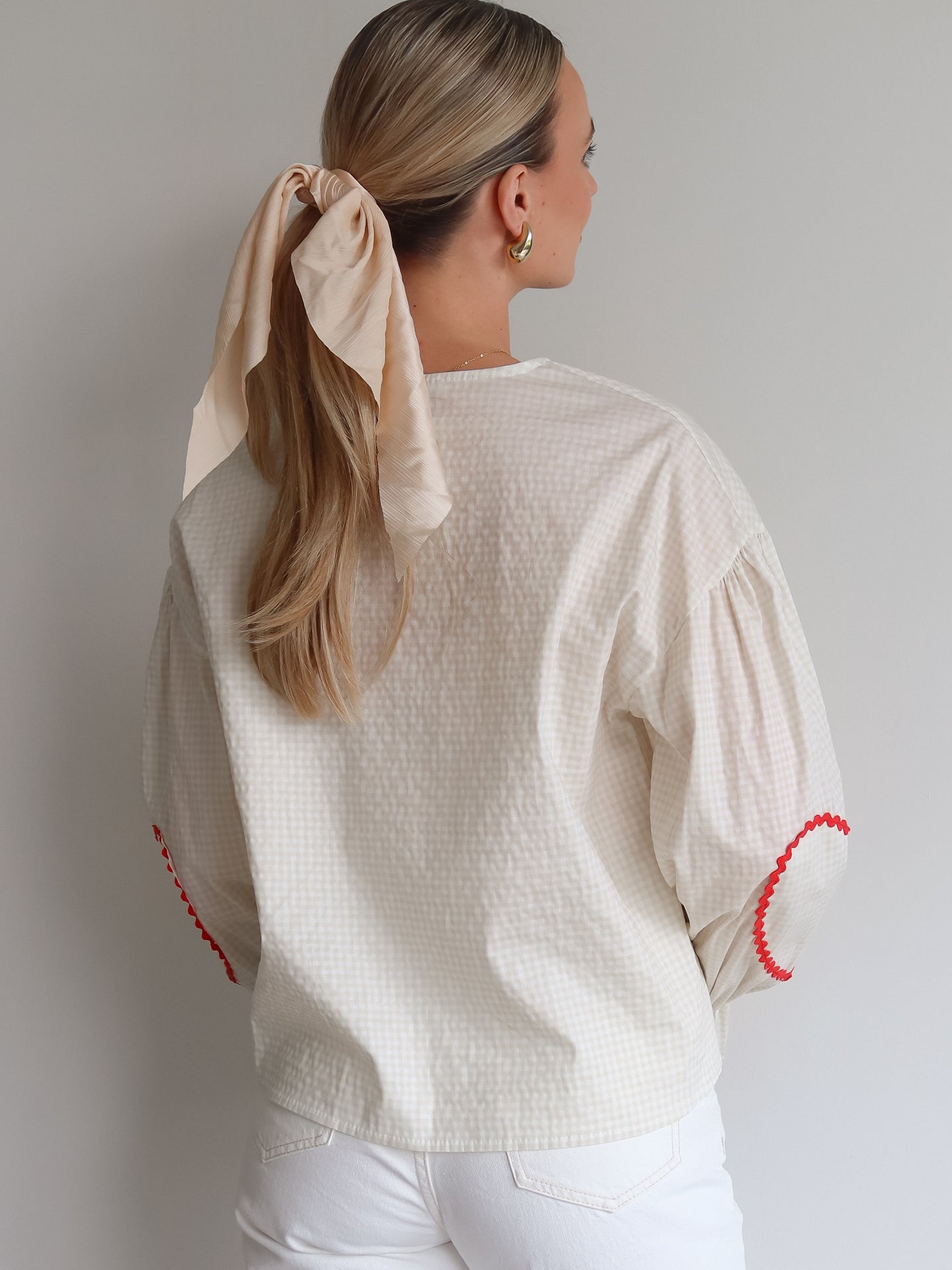 Poplin Heart Blouse - Beige - Noefie