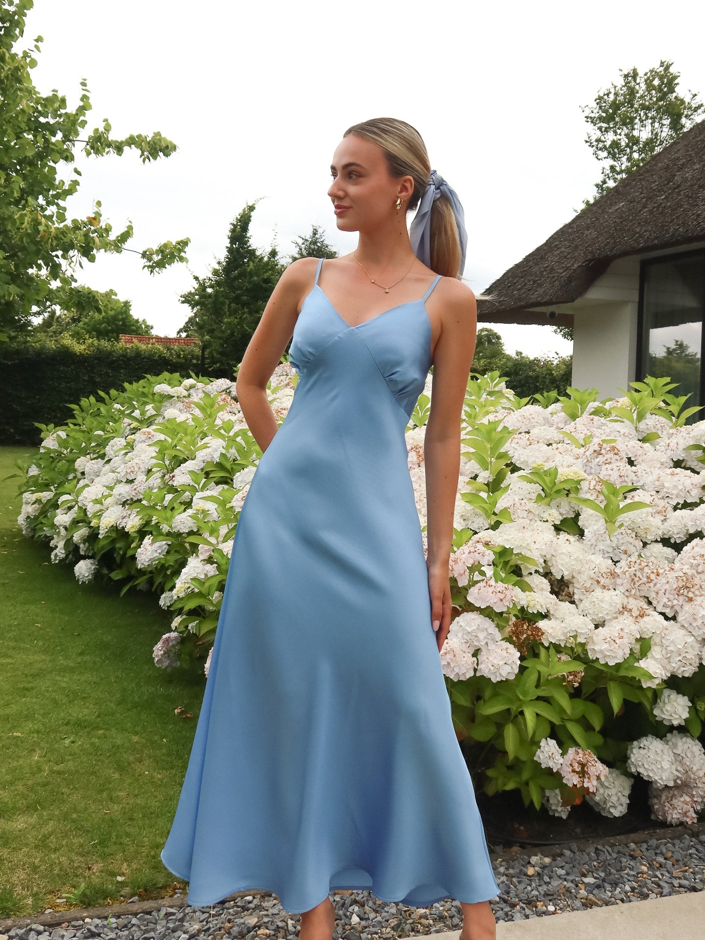 Satin Maxi Dress - Blauw - Noefie