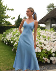 Satin Maxi Dress - Blauw - Noefie