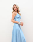 Satin Maxi Dress - Blauw - Noefie