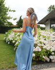 Satin Maxi Dress - Blauw - Noefie