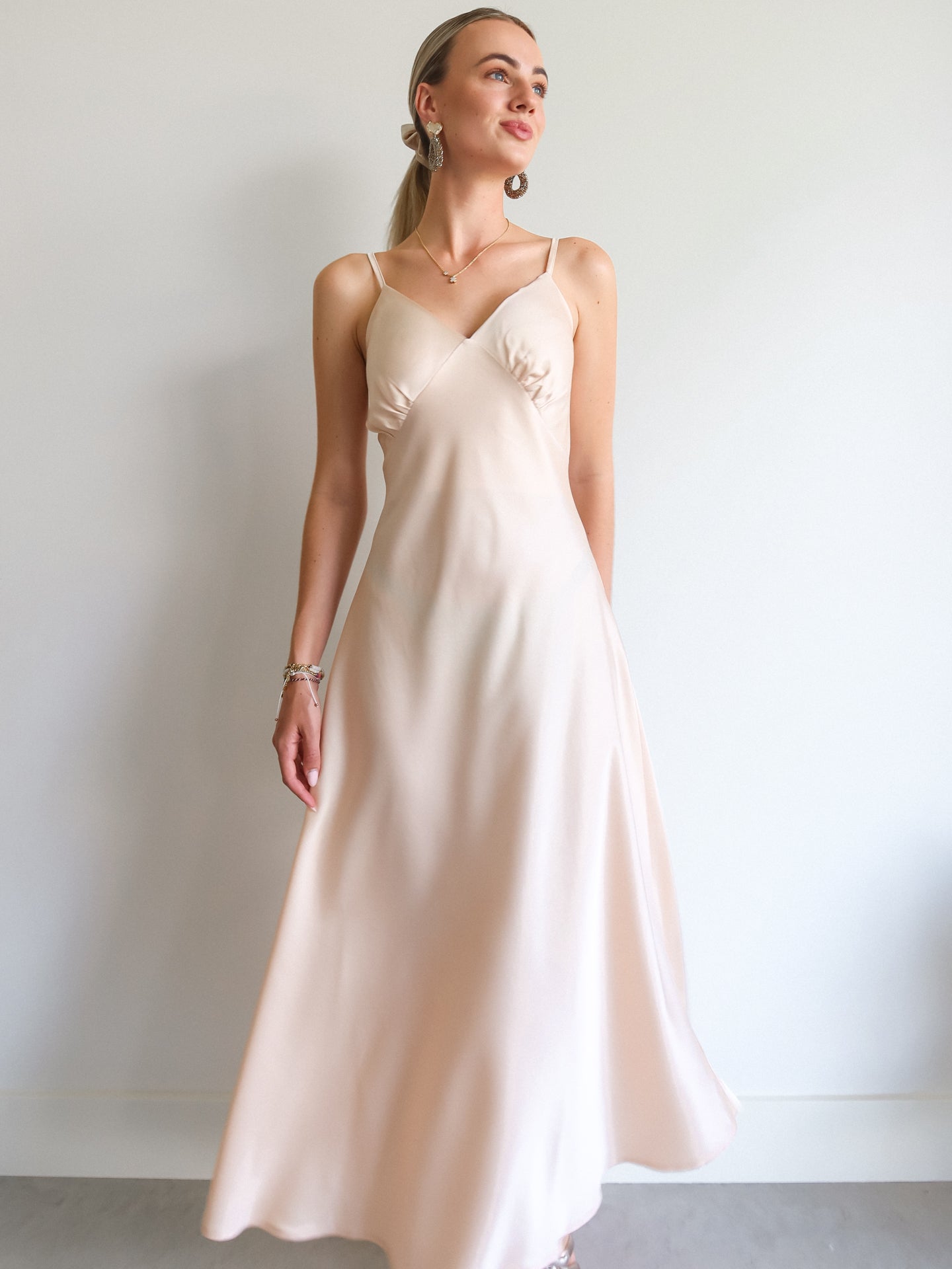 Satin Maxi Dress - Champagne - Noefie