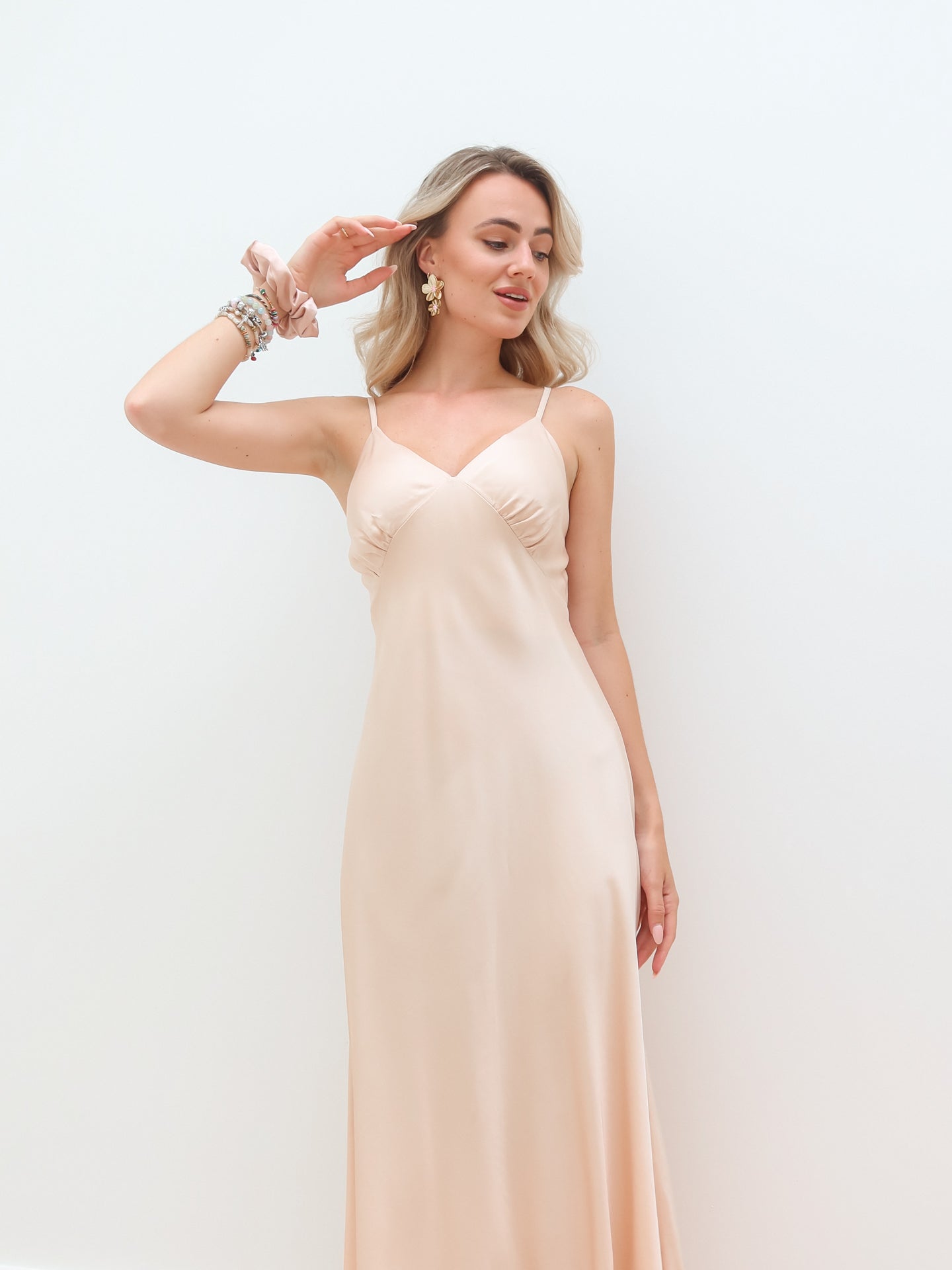 Satin Maxi Dress - Champagne - Noefie