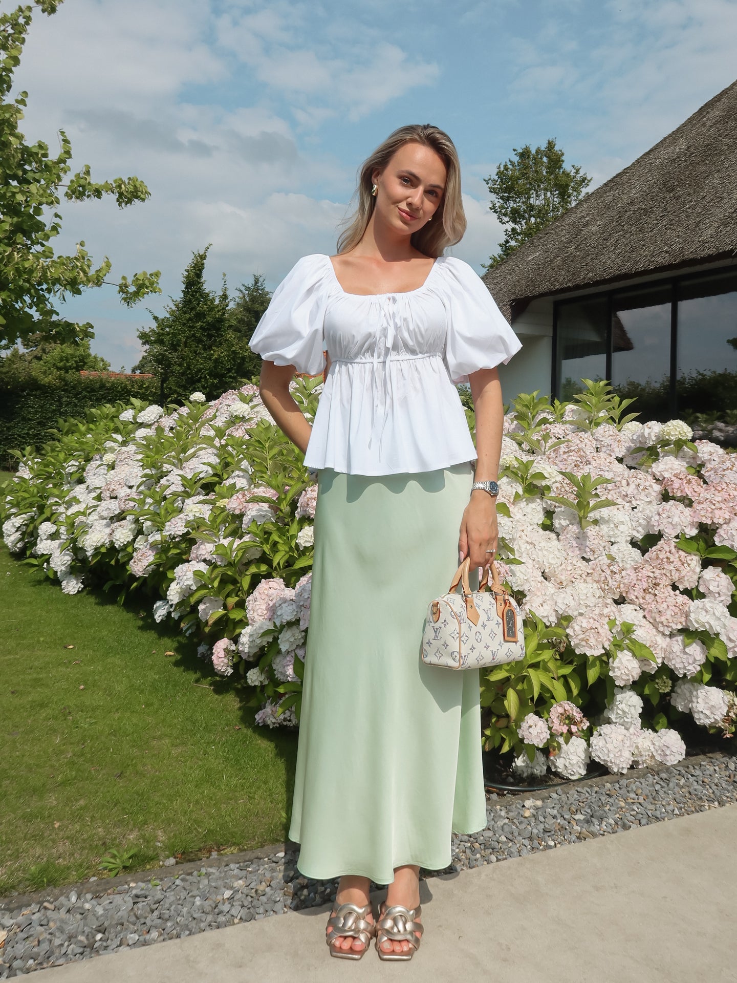 Silk Maxi Skirt - Mint Groen - Noefie